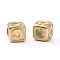 304 Stainless Steel European Beads, Large Hole Beads, Horizontal Hole, Cube with Letter, Golden, Letter.C, 8x8x8mm, Hole: 4mm