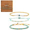 3Pcs 3 Styles Brass & Glass & Natural Green Aventurine Beaded Braclet Set, Evil Eye Charm Bracelet for Women, with Greeting Card, Turquoise, 6.89 inch(17.5cm)~11.02 inch(28cm)