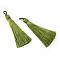 Polyester Tassel Big Pendants Decoration, Olive Drab, 80~90x8.5~9mm, Hole: 4x6mm
