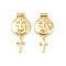 Brass Pendants, Flat Round & Cross Charms, Long-Lasting Plated, Rack Plating, Lead Free & Cadmium Free, Golden, Cross, 27.5x13x3.5mm, Hole: 2mm