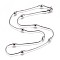 Non-Tarnish 304 Stainless Steel Herringbone Chain Necklaces, with Beads and Lobster Claw Clasps, Stainless Steel Color, 18 inch(45.8cm), 1.2mm