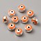CCB Plastic Beads, with Double Side Enamel, Flat Round with Evil Eye, Orange, 8x5mm, Hole: 1.5mm