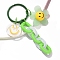 Acrylic Pendant Decorations, with Iron Rings, Flower with Smiling Face, Lawn Green, 90mm