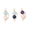 3Pcs 3 Styles Copper Wire Wrapped Natural Rose Quartz & Quartz & Lapis Lazuli & Amethyst Round Beded Links Connector Charms, Golden, 31~32x13x8mm, Hole: 3mm, 1pc/style