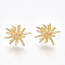 Brass Stud Earrings, Nickel Free, Real 18K Gold Plated, 15x12.5mm, Pin: 0.8mm