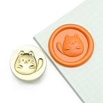 Круглые латунные головки штампа, золотые, форма кошки, 25 мм