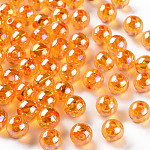 Прозрачные акриловые бусины, с покрытием AB цвета, круглые, оранжевые, 8x7 мм, отверстие : 2 мм, Около 1745 шт / 500 г