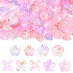 Акриловые колпачки для бусин с металлическим плетением, цветок, розовые, 11~11.5x11~11.5x2~4 мм, отверстие : 1.5~1.6 мм, 250 шт / комплект