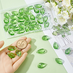 40шт граненые стеклянные подвески в форме капли&nbsp;GLAA-SP0001-11C