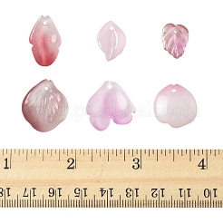 120 шт. 6 стиля осенняя тематика двухцветные прозрачные стеклянные подвески&nbsp;GLAA-FS0002-23