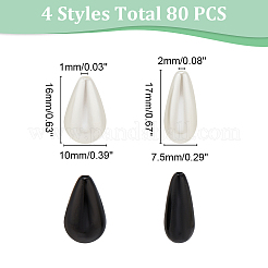 80 шт. 4-х стильные бусины из АБС-пластика с имитацией жемчуга в форме слезы&nbsp;MACR-AR0001-20
