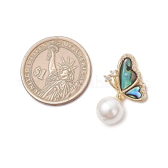 3 шт. (3 размера) подвески из натуральной раковины пауа с круглыми белыми жемчужинами.&nbsp;PALLOY-JF05085