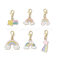 Подвесные украшения из эмалевого сплава радужного цвета&nbsp;HJEW-JM04116
