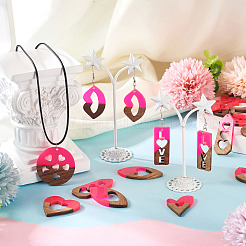 20 шт. подвески из смолы и ореха в двух стилях WOOD-TA0002-73B