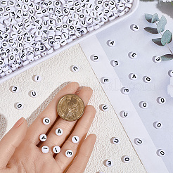 1000 шт. 5 вида акриловых бусин с горизонтальными отверстиями в виде букв&nbsp;MACR-PA0001-35