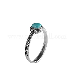 Искусственная бирюза с одним кольцом из стерлингового серебра.&nbsp;RJEW-C155-03