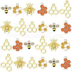 45 шт. 6 стиля подвески из сплава с эмалью в виде пчел и сот&nbsp;ENAM-SC0007-02