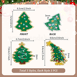 9 шт. 3 стиля полиэстеровая вышивка рождественская елка пришитые нашивки на ткань&nbsp;PATC-PH0001-42