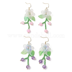 Цветок стеклянный бисер мотаться серьги&nbsp;EJEW-MZ00663