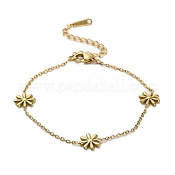 Браслеты из нержавеющей стали 304 с цветочными звеньями&nbsp;BJEW-Q040-06G