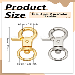 4 шт. двухцветные поворотные застежки из цинкового сплава&nbsp;FIND-LP0008-14