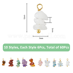 60шт 10 стиля подвески из натуральных и синтетических смешанных драгоценных камней&nbsp;KK-FH0007-39