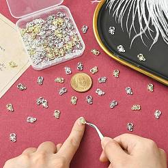 90 шт. 3-х цветные кабошоны из сплава со стразами&nbsp;MRMJ-CJ0001-29