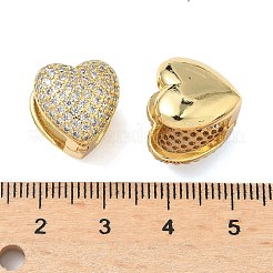 Серьги-кольца из латуни с микропаве и прозрачным кубическим цирконием в форме сердца&nbsp;EJEW-A132-15G