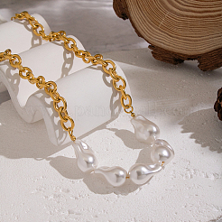 Элегантные ожерелья-цепочки из искусственного барочного жемчуга с бусинами из нержавеющей стали 304 для женщин&nbsp;UO7323