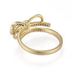 Латунные кольца из манжеты с прозрачным цирконием&nbsp;RJEW-K232-18G