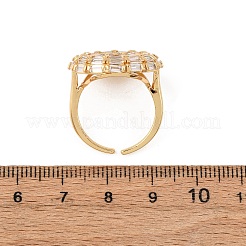 Регулируемые латунные кольца-манжеты с микропаве из кубического циркония для женщин&nbsp;RJEW-B139-05G