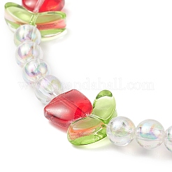 Женский эластичный браслет с тюльпанами и акриловыми бусинами лэмпворк&nbsp;BJEW-JB09306