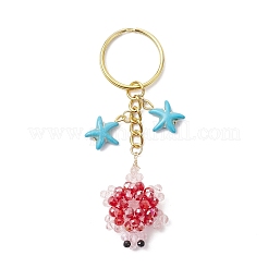 Стеклянные и синтетические бирюзовые брелки в виде черепахи&nbsp;KEYC-MZ00040-03