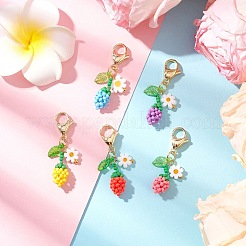 Подвеска в виде бутона подсолнуха из акрилового стекла с бусинами&nbsp;HJEW-MZ00229