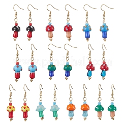 Серьги-подвески в виде гриба из нержавеющей стали 304 в стиле лэмпворк&nbsp;EJEW-JE06539-02