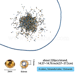 12 нить 4 цвета гальванические стеклянные бусины нити&nbsp;EGLA-HY0001-04