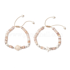 2 шт. плетеные браслеты из натуральных пресноводных бусин в виде морских звезд и черепах&nbsp;BJEW-JB11919-02