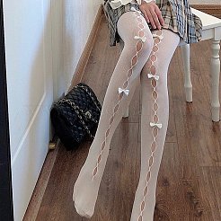 Нейлоновые ажурные колготки с бантом&nbsp;AJEW-WH20060-44