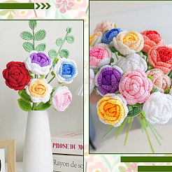 6шт. 6-х цветный вязаный крючком полиэстеровый искусственный цветок&nbsp;AJEW-SC0031-26