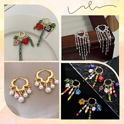 16 шт. 4 стиля латунных сережек-колец&nbsp;KK-BBC0014-50