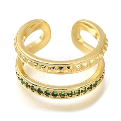 Открытые манжеты из латуни с микро-паве и кубическим цирконием для женщин&nbsp;RJEW-M022-11G