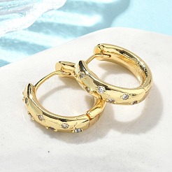 Латунные серьги-кольца из прозрачного кубического циркония&nbsp;EJEW-A132-17G