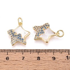 Подвески из латуни с микропаве из кубических цирконий и ракушек&nbsp;KK-T072-36G