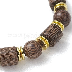 Эластичные браслеты из натурального дерева венге и немагнитных синтетических гематитовых бусин для женщин и мужчин.&nbsp;BJEW-JB13386