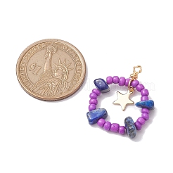 Кусочки натурального лазурита и подвески из стеклянных семян&nbsp;PALLOY-MZ00184-02