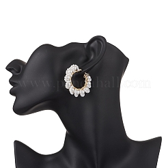 Серьги-кольца в виде стеклянных цветов&nbsp;EJEW-TA00733