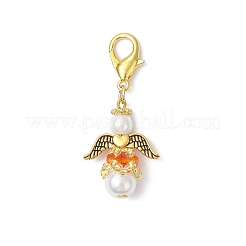 8 шт. подвесные украшения из стеклянного жемчуга и стекла в виде ангела&nbsp;HJEW-MZ00384