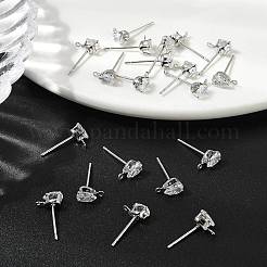 Фурнитура для сережек-гвоздиков в форме капли из латуни с прозрачным кубическим цирконием&nbsp;XGR0104P-116P