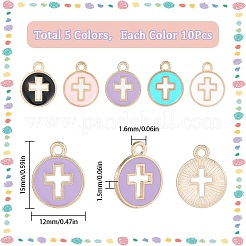 50шт 5 цвета светлые позолоченные подвески из сплава с эмалью&nbsp;ENAM-SC0003-70