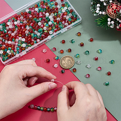 Рождественская тематика распыление/выпечка окрашенные стеклянные бусины с трещинами нити&nbsp;CCG-PH0001-22B